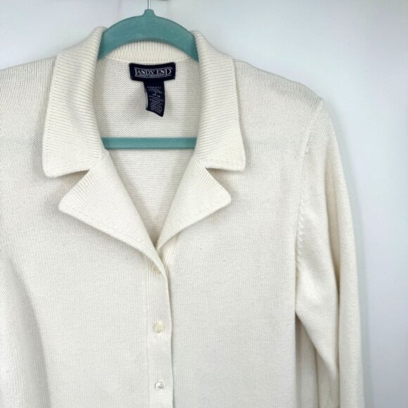 Lands’ End chunky collared cardigan sweater woman’s size Large 14 16 - Picture 5 of 10